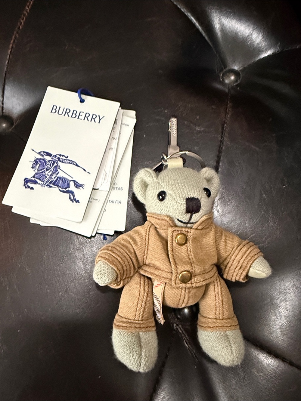 Burberry Beige and Cream Bear Key Ring